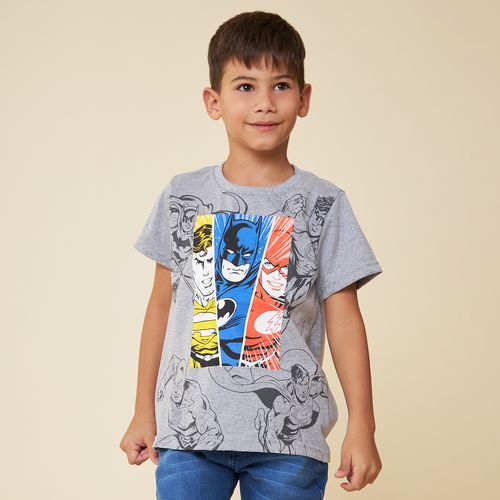 Camiseta Infantil Liga da Justiça Cinza