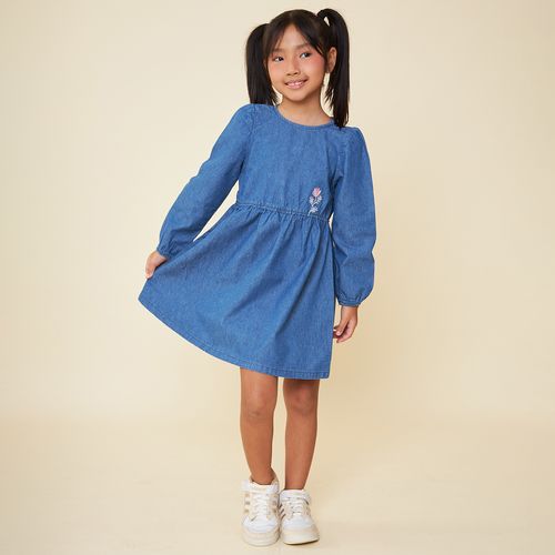 Vestido Jeans Manga Longa Bufante Clube Do Doce