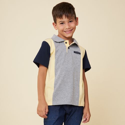 Camisa Polo Infantil Recortes Verticais