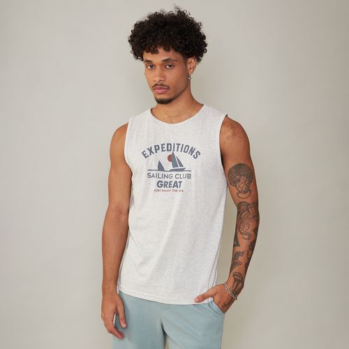 Regata Masculina Estampa Frontal Cinza