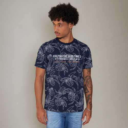 Camiseta Masculina Algodão Full Print Folhagem
