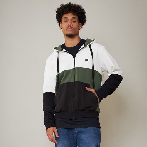 Jaqueta Moletom Masculina com Capuz Color Block