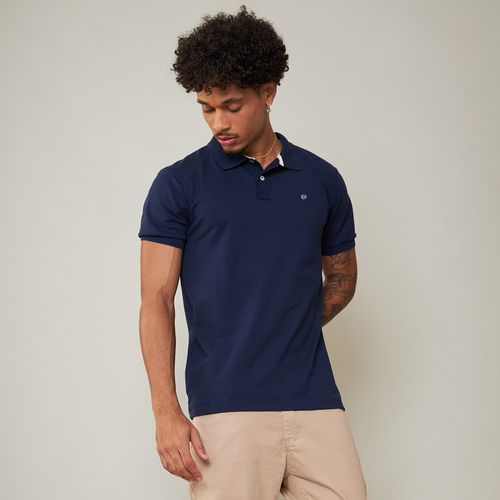Camisa Polo Masculina Piquet Azul Marinho