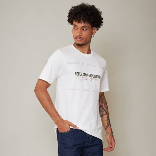 Camiseta Masculina Never Stop Exploring Off-white