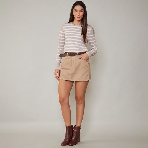 Cambos Shorts-Saia Jeans Bege