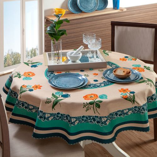 Toalha de Mesa Rústica Estampada Redonda 140cm 4 Lugares