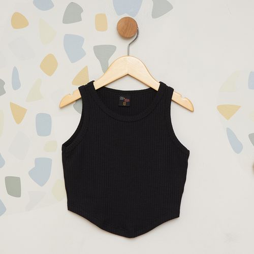 Blusa Cropped Infantil Tricot Preta