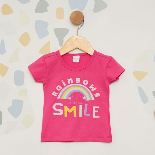 Blusa Infantil Rainbows Make Me Smile Rosa