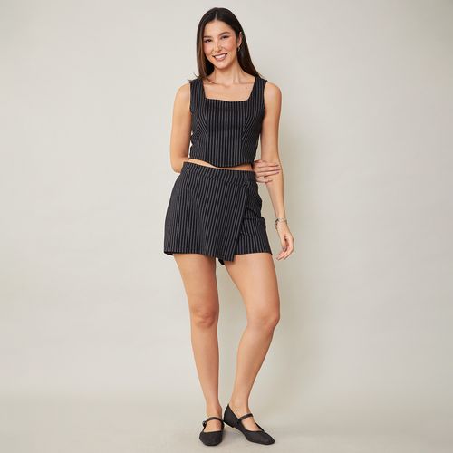 Shorts-saia Transpassado Risca de Giz