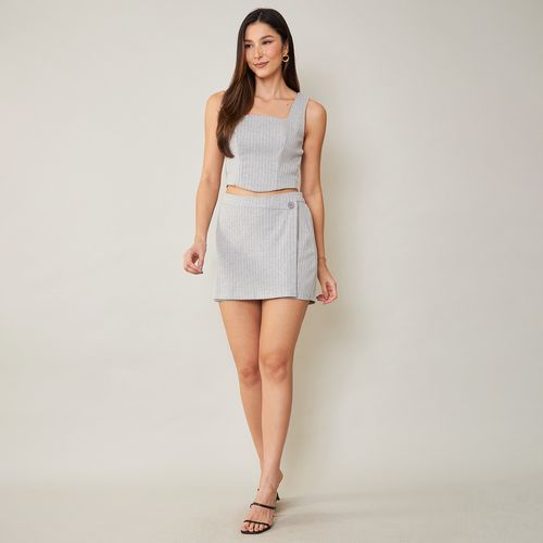 Shorts-saia Transpassado Risca de Giz