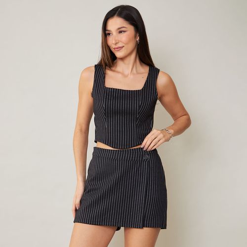 Top Corset Risca de Giz com Lastex nas Costas