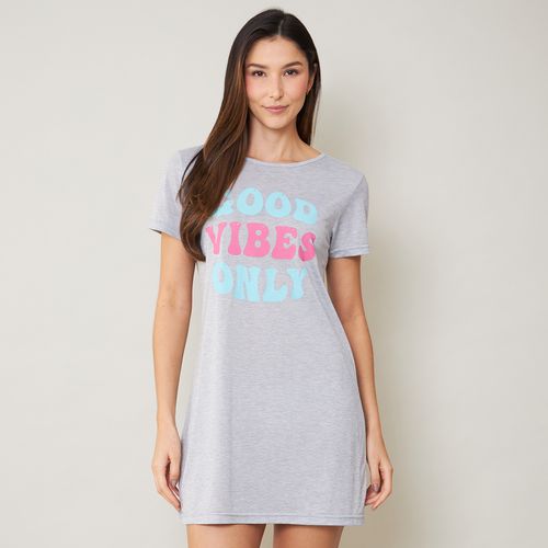 Camisola Feminina Estampa Good Vibes Only Cinza
