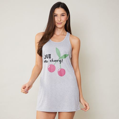 Camisola Feminina Estampa Ma Cherry Cinza
