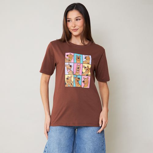 Camiseta Feminina Algodão Scooby-Doo Marrom