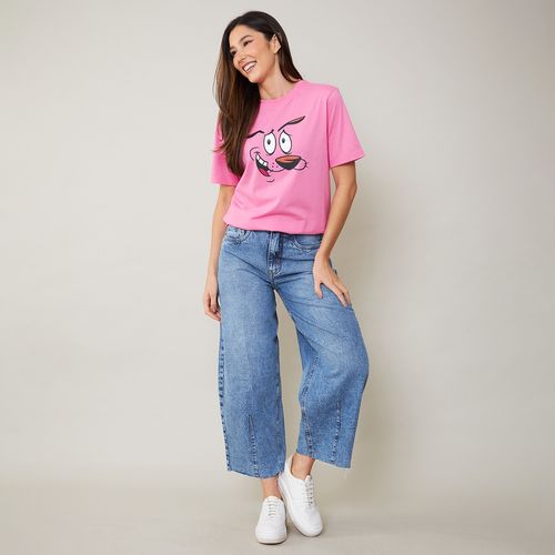 Camiseta Feminina Algodão Coragem Rosa