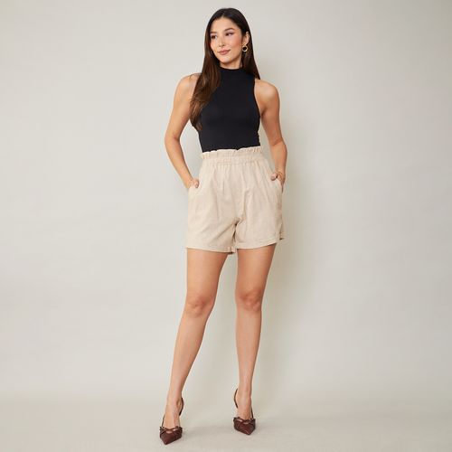 Shorts Feminino Linho com Elástico na Cintura