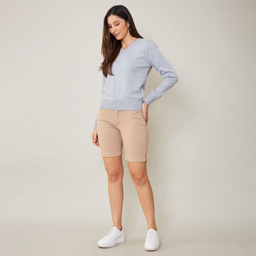Cambos Bermuda Jeans Feminina Bege