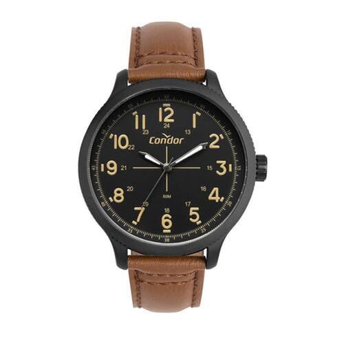 Relógio Masculino Condor Pulseira Couro Marrom