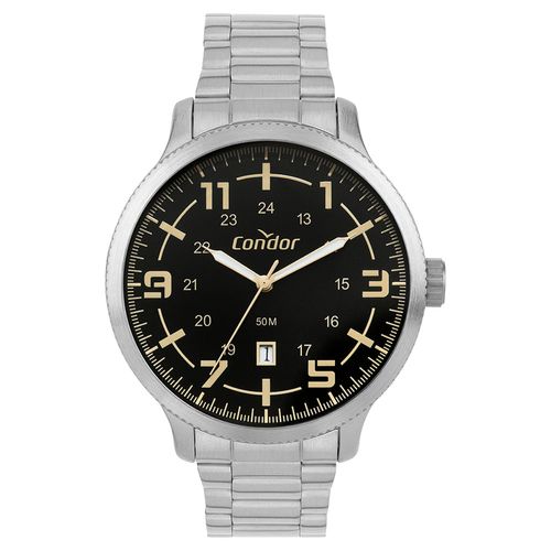 Relógio Masculino Condor Prata e Preto