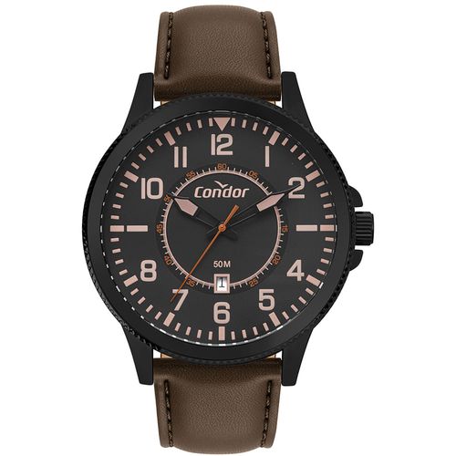 Relógio Masculino Condor Pulseira de Couro Marrom