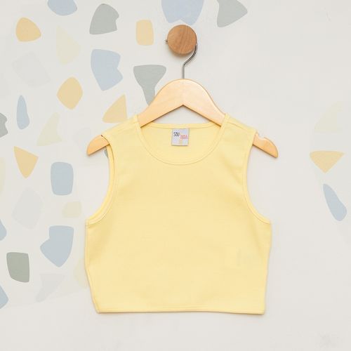 Blusa Cropped Infantil Canelada Amarela