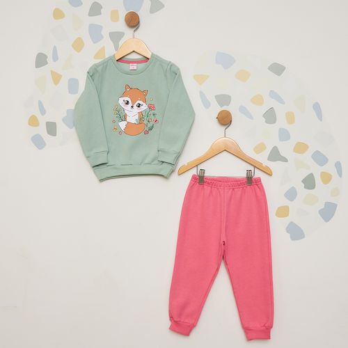 Conjunto Infantil Moletom Raposinha Verde
