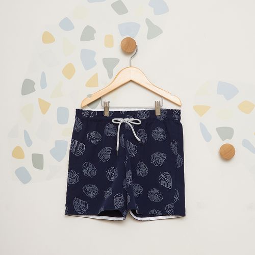 Shorts Infantil com Elastano Estampado Folhagem