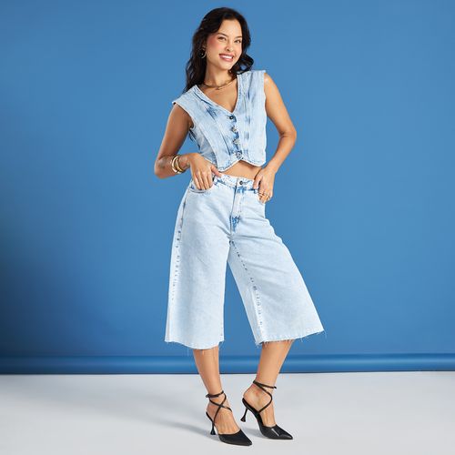 Bermuda Jorts Jeans Feminina Barra a Fio