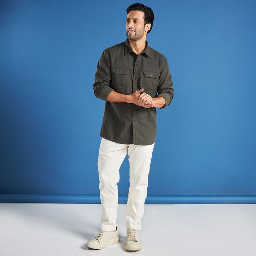 Calça Jeans Masculina em Linho Cru