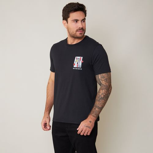 Camiseta Masculina Algodão Tom Apaixonado Preta