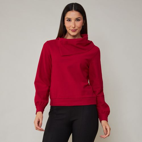 Blusa Feminina Manga Longa Malha Gola Aberta