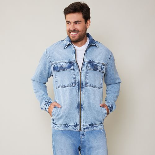 Jaqueta Jeans Masculina com Zíper