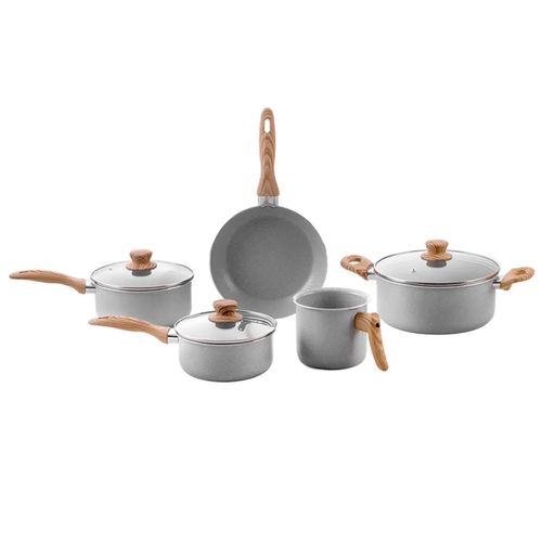 Jogo de Panelas Brinox Antiaderente Ceramic Life 5 Peças Easy Gris