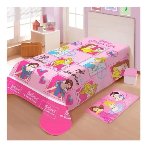 Manta Disney Soft Solteiro 1,50 x 2,00m Princesas Jolitex