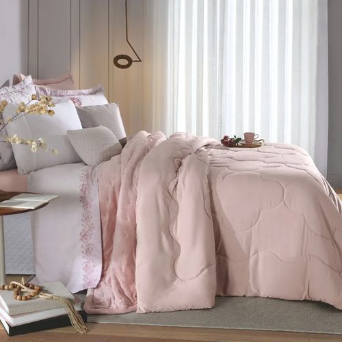 Edredom Toque De Algodão Queen 2,40m X 2,60m Rosa Tule Hedrons