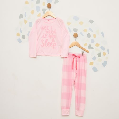 Pijama Infantil Calça e Blusa Estampado Rosa