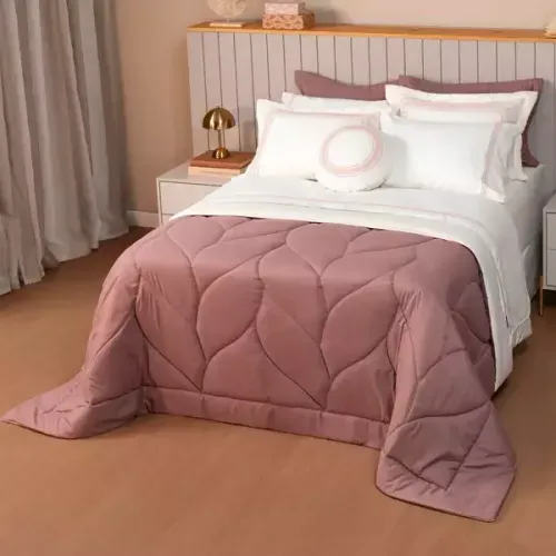 Jogo de Cobre Leito Marbella Queen com 4 Peças Dupla Face Rosa
