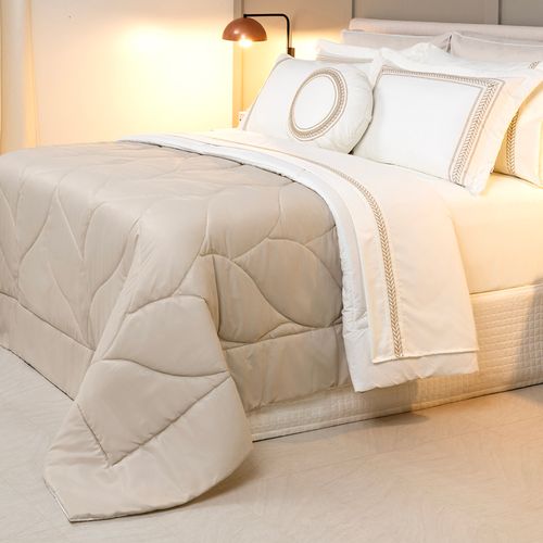 Jogo de Cama Marbella Super King com 4 Peças Dupla Face Bege