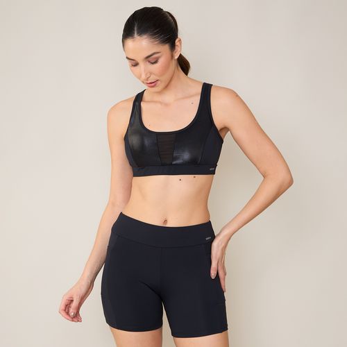Top Esportivo Recorte em Tule Preto