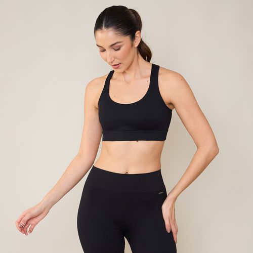 Top Esportivo Canelado Sem Costura Preto Selene