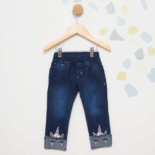 Calça Jeans Infantil Skinny Bordado Unicórnio