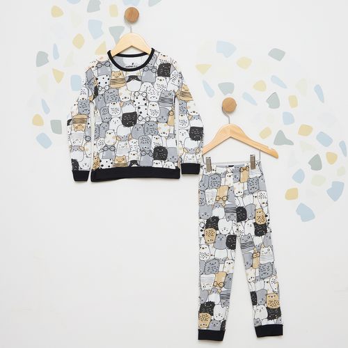 Pijama Infantil Calça e Blusa Estampado Cinza