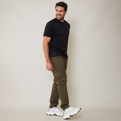 Murano Calça Jeans Cargo com Cordão Verde Militar
