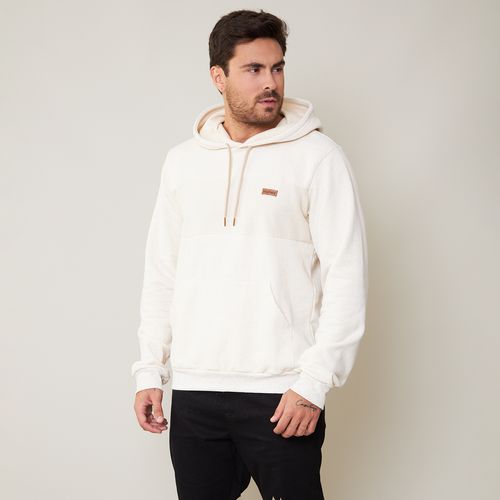Blusa Moletom Masculina com Capuz Bege