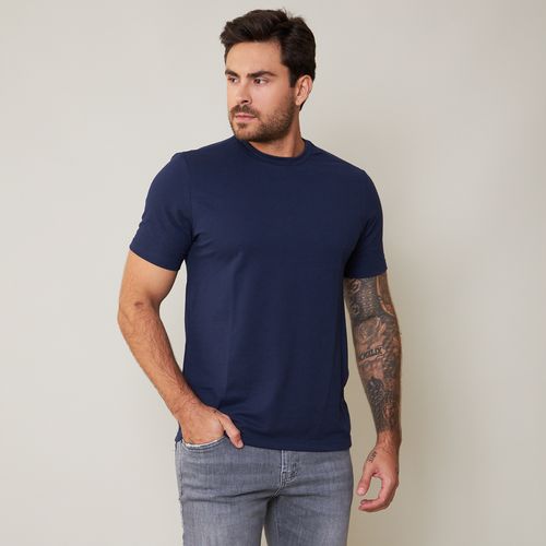 Camiseta Masculina Básica Malha Azul Marinho