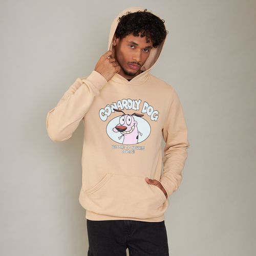 Blusa Moletom Masculina Coragem com Capuz Bege
