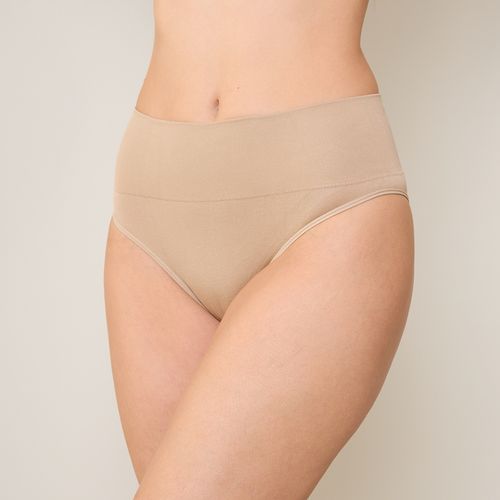Calcinha Tanga Cós Alto sem Costura Bege Zee Rucci