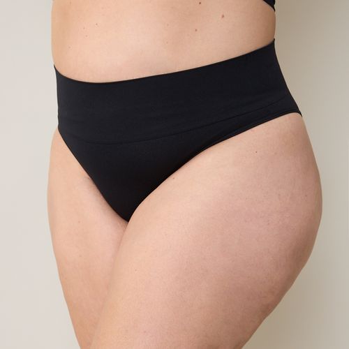 Calcinha Tanga Cós Alto sem Costura Plus Size Preta Zee Rucci