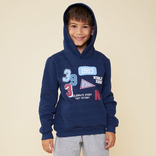 Conjunto Infantil Moletom com Capuz Azul Marinho