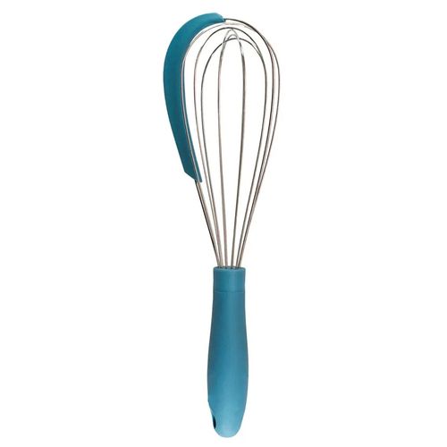 Batedor de Ovos com Raspador de Silicone e Metal Azul Oikos